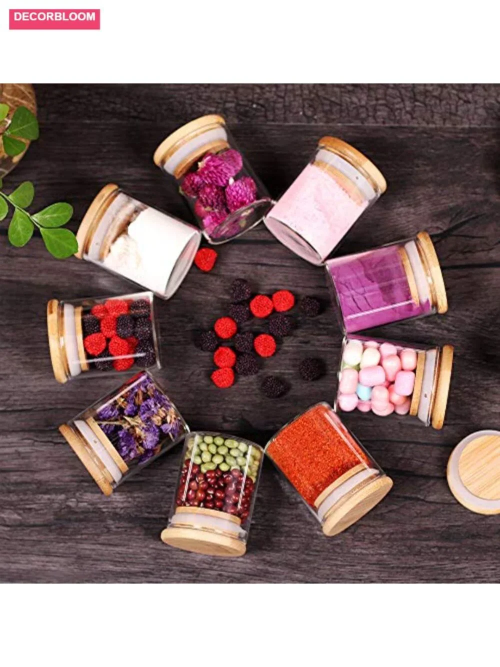 20-Piece Glass Spice Jar Set with Bamboo Airtight Lids & Labels, Food Storage